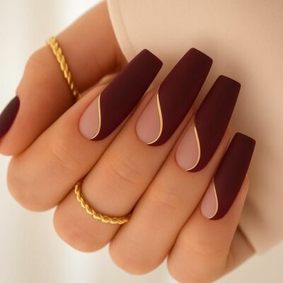 Merlot & Gold Diagonal Coffin
