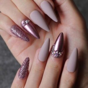 Glitter Glam Mauve Nails