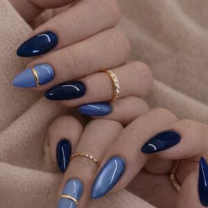 Navy Blue Almond Nails