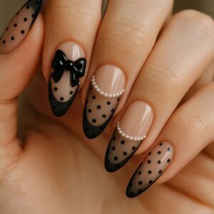 Noir Pearl Polka Nails