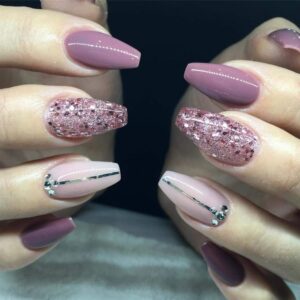 Rose Crystal Chrome Nails