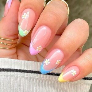 Pastel Daisy French-Tip Manicure
